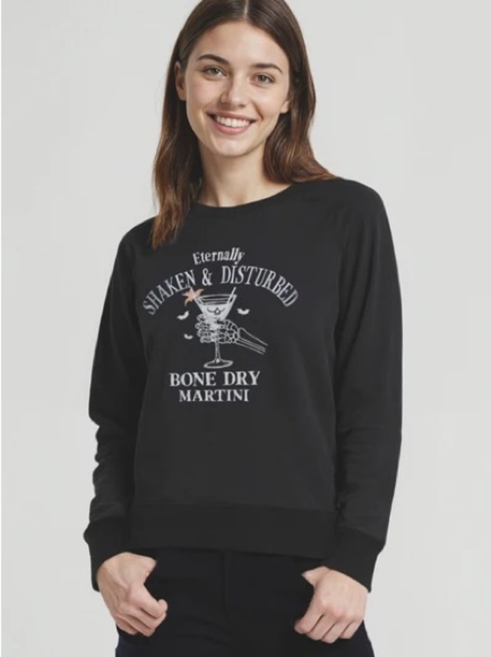NWT Wildfox Bone Dry Keely Reglan Sweatshirt Black Size Large